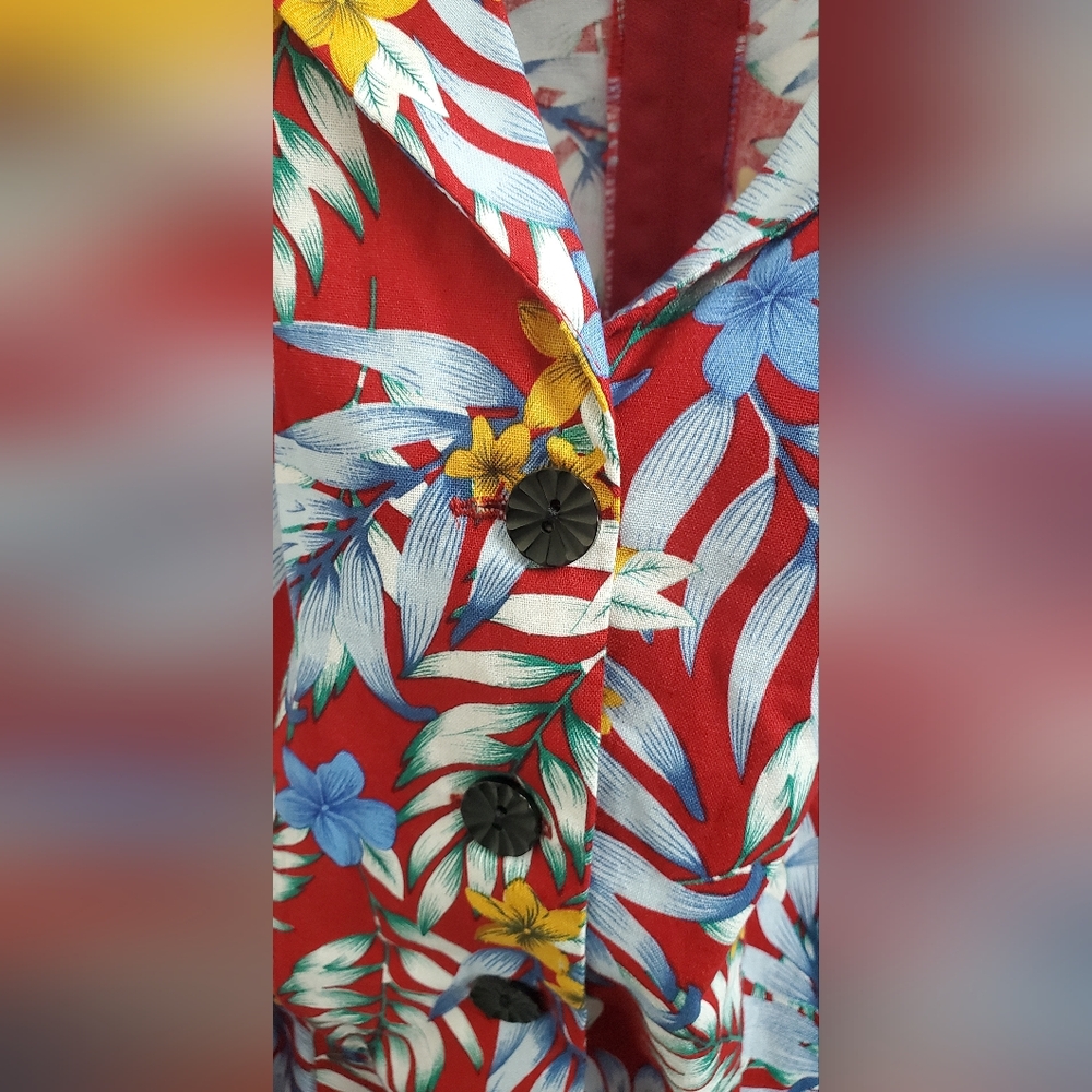 Royal Monk Tropical Shirt Waist Dress L Unique Vintage - Picture 3 of 11